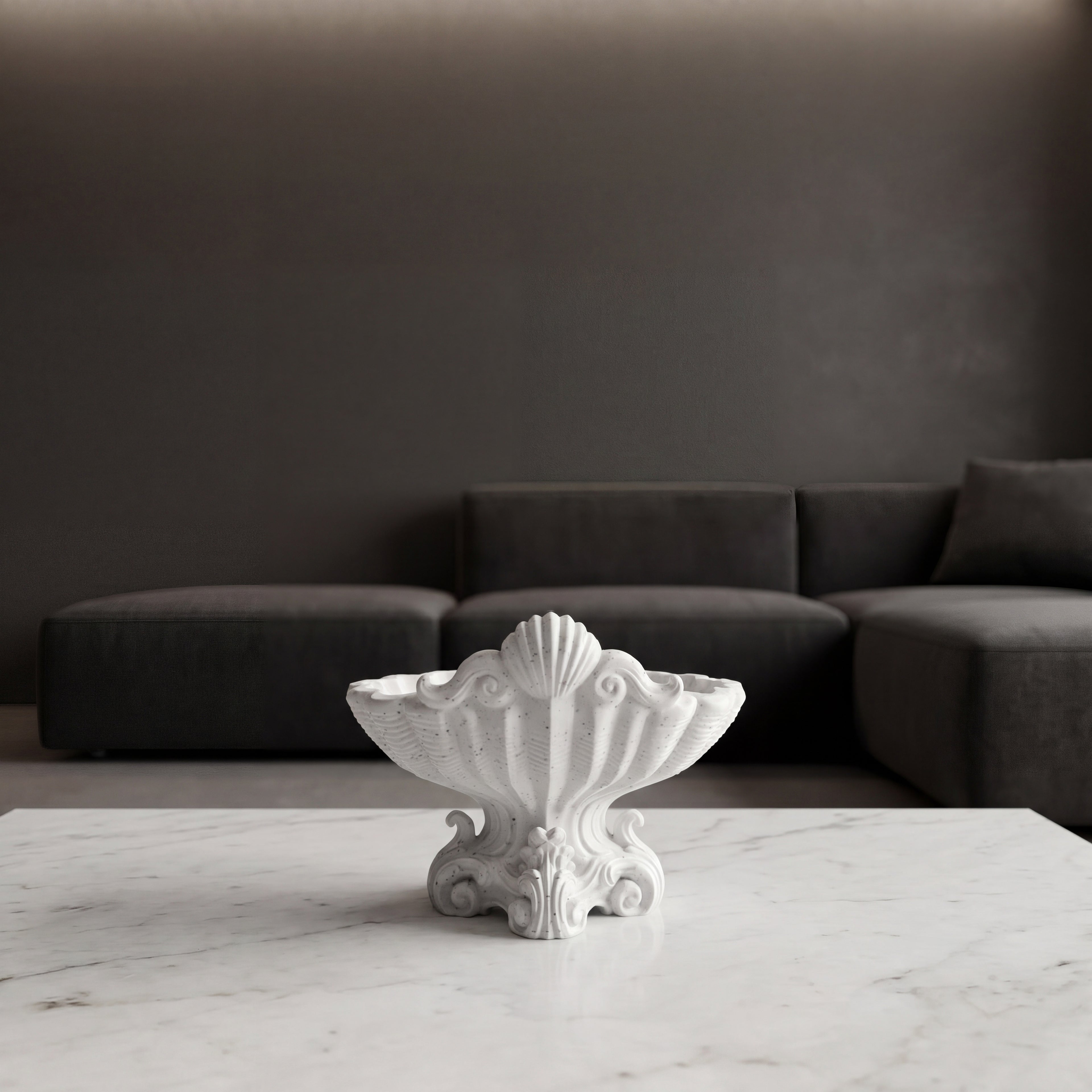 Coast-er seashell tray styled on marble in a modern living room